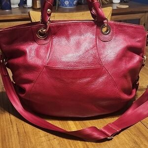 Kenar Elegant Red Leather Tote Bag